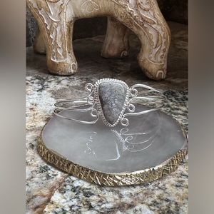 Hand Crafted Silver Bracelet with Gray Stone